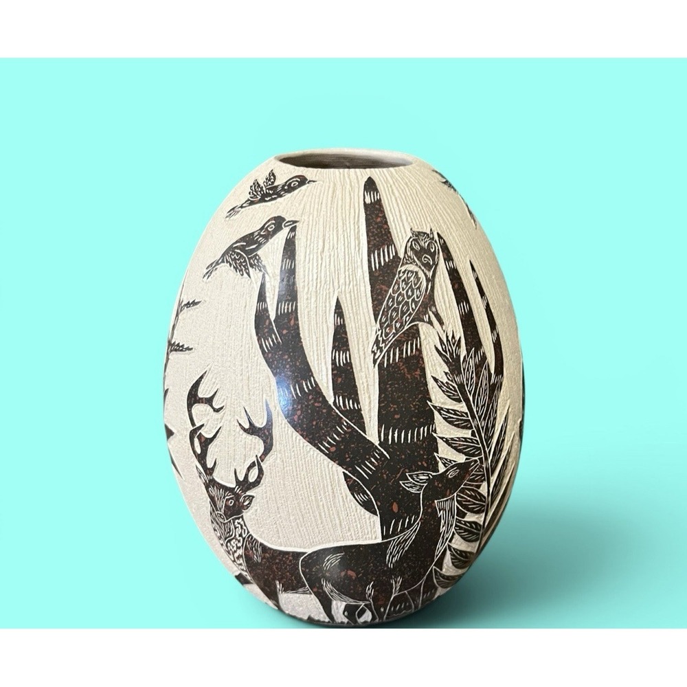 Mata Ortiz Pottery Deer Buck Doe Olla Vase David Bejarano Fine Art Clay Mexican - Picture 3 of 14